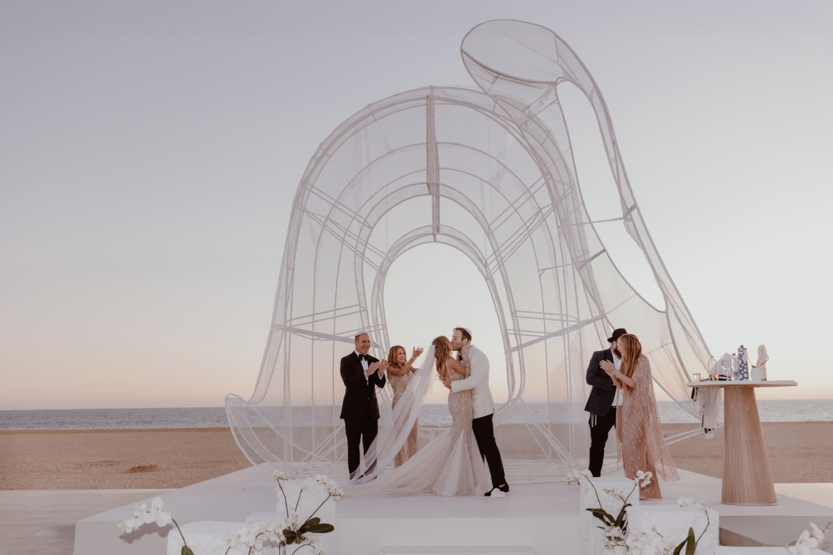 sculptural beach wedding