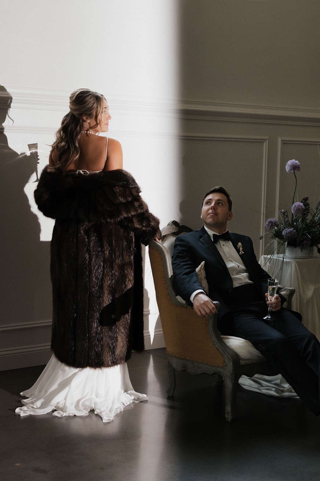 brown fur coat for reception