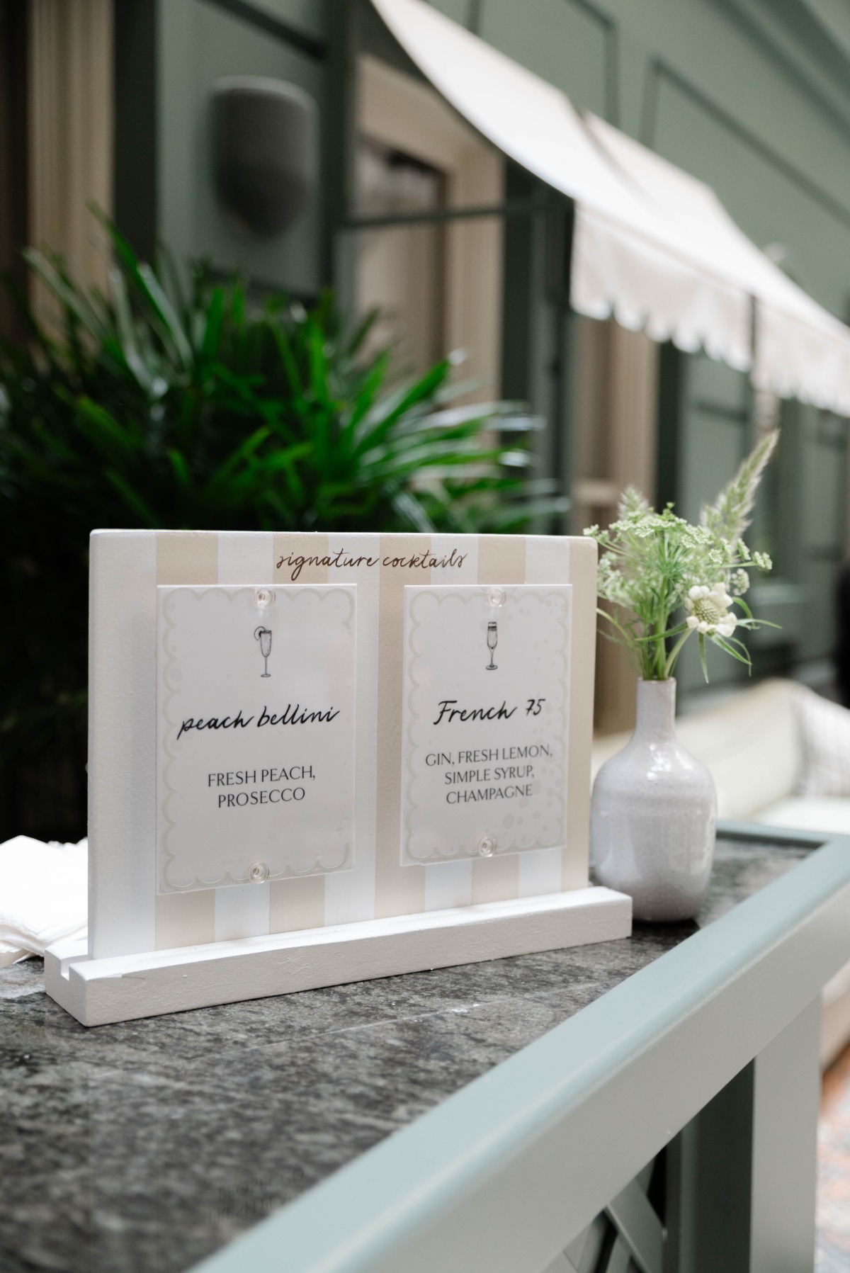 striped bar menu