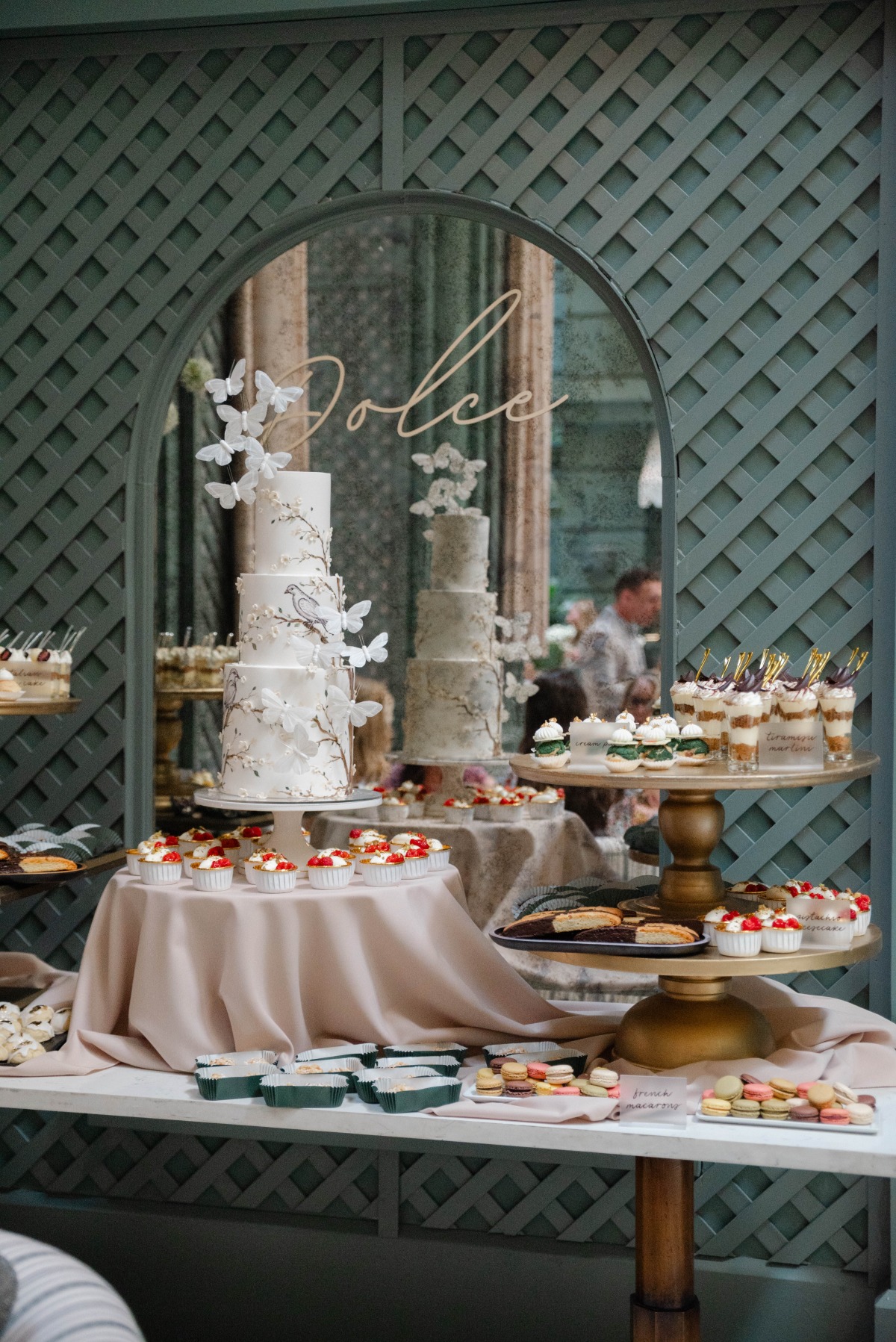 dessert table with cake with butterflies