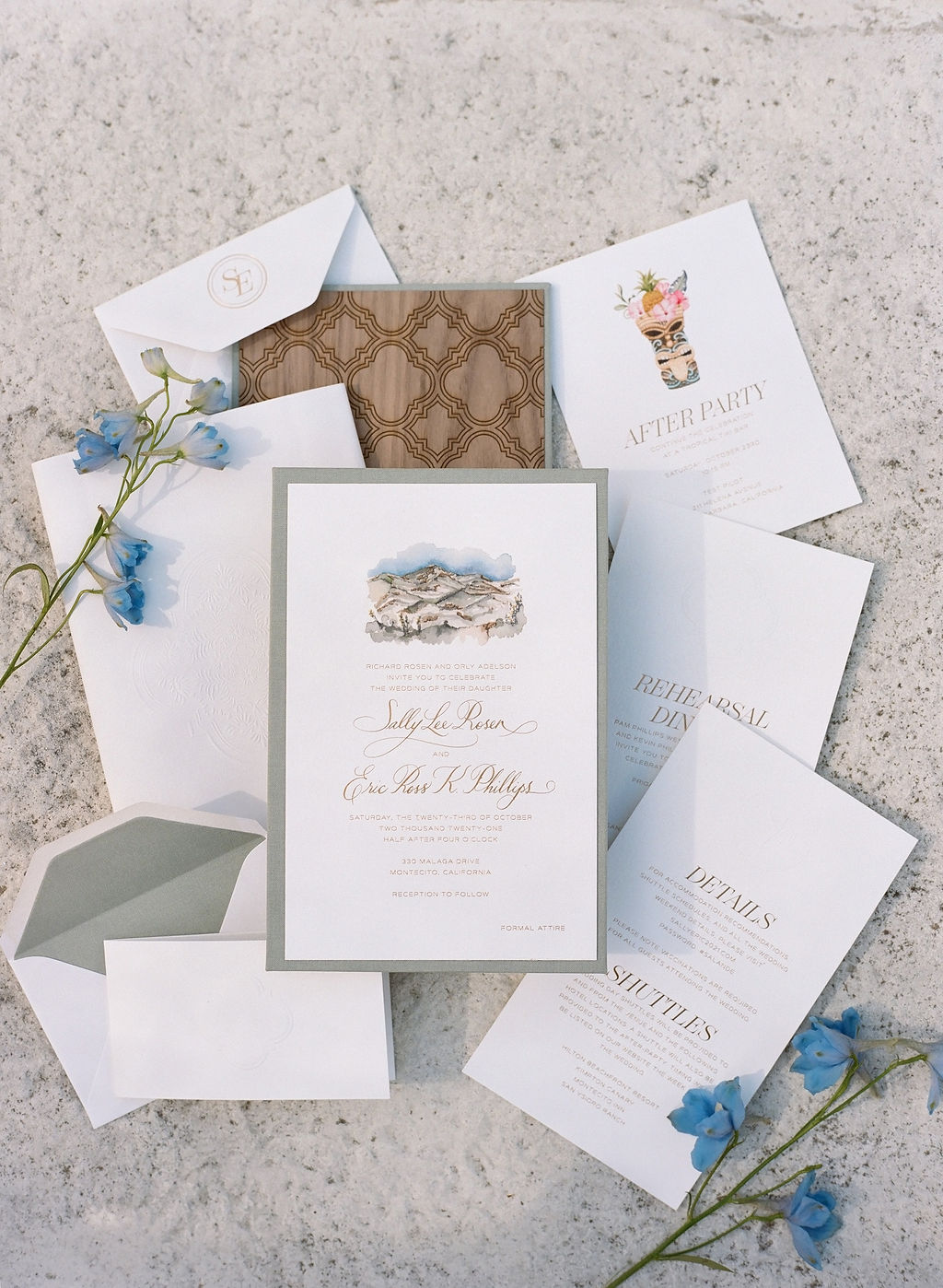 custom watercolor wedding invitations
