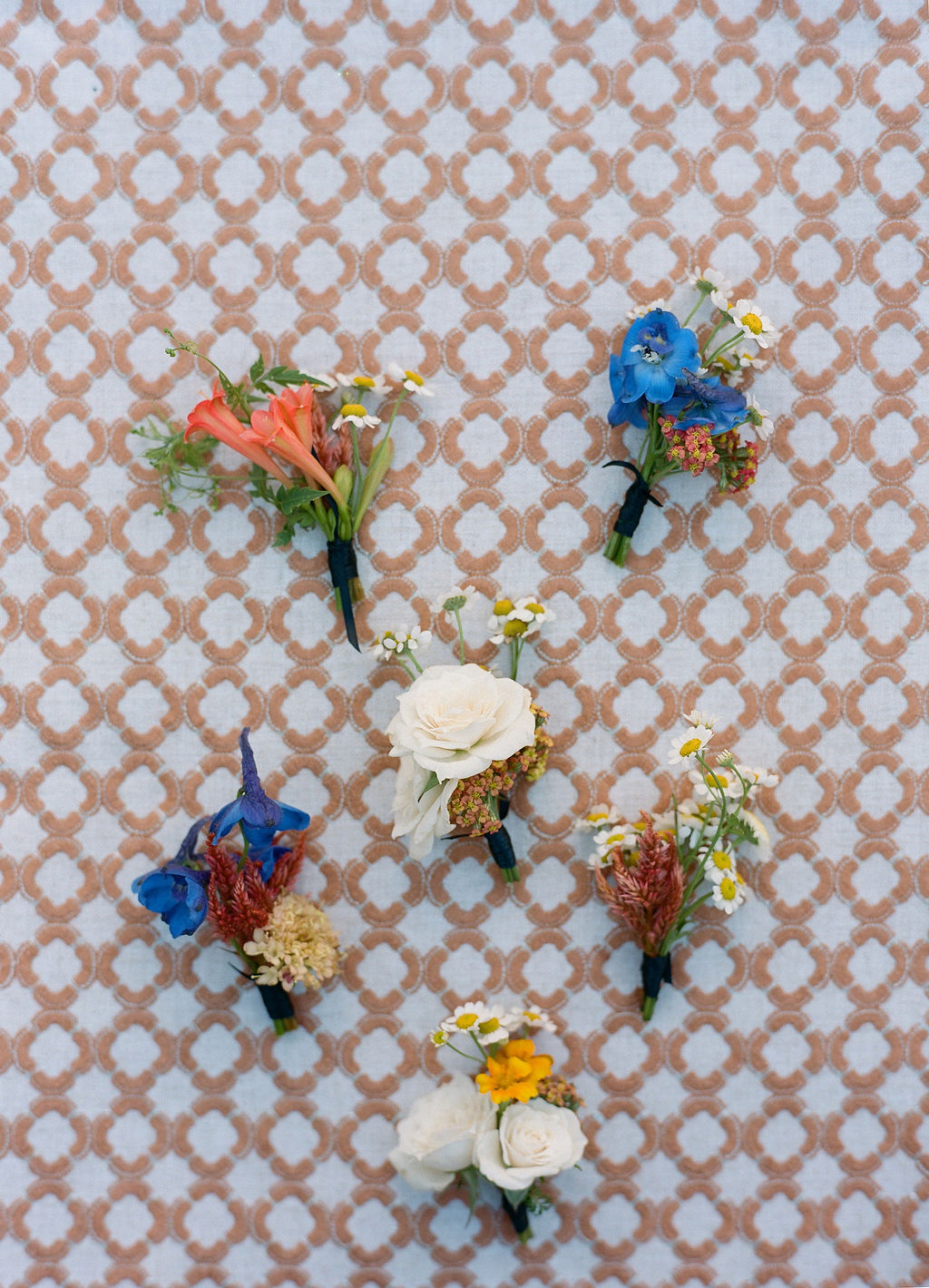 blue boutonnieres