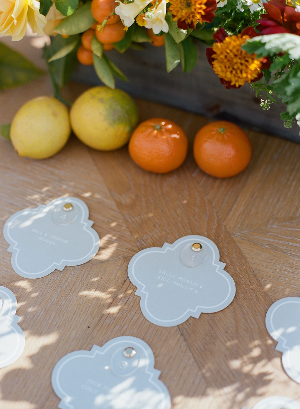gold accented seating cards