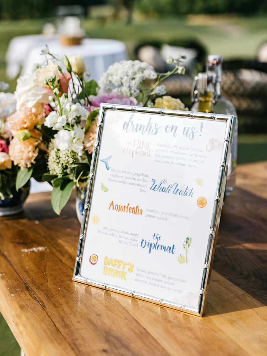 custom watercolor bar menu