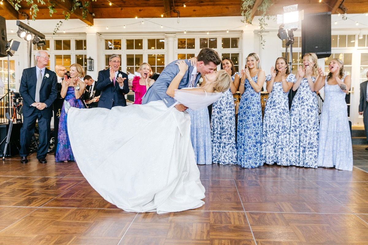 blue floral bridesmaid dresses