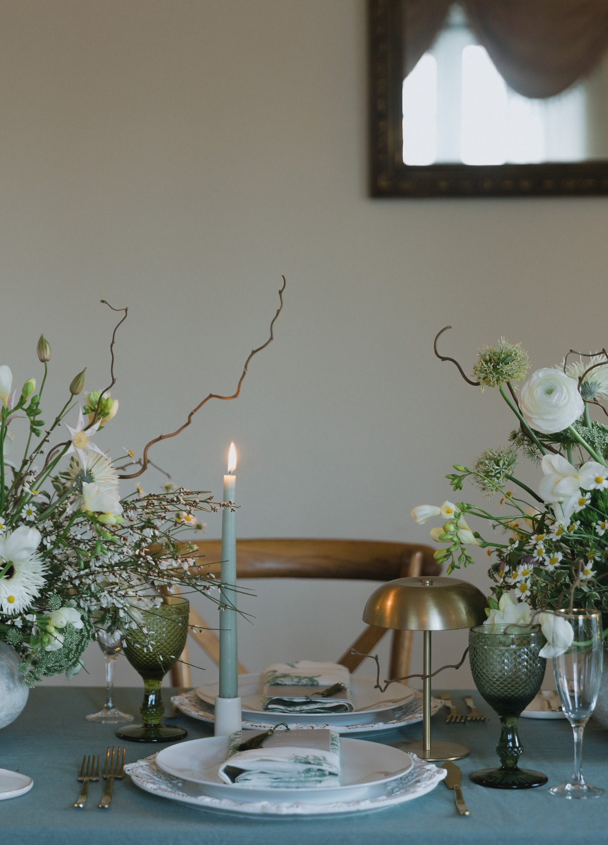 wildflower centerpieces with twigs