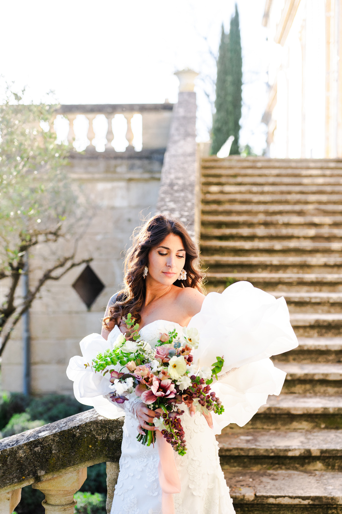dramatic puff sleeve wedding gown