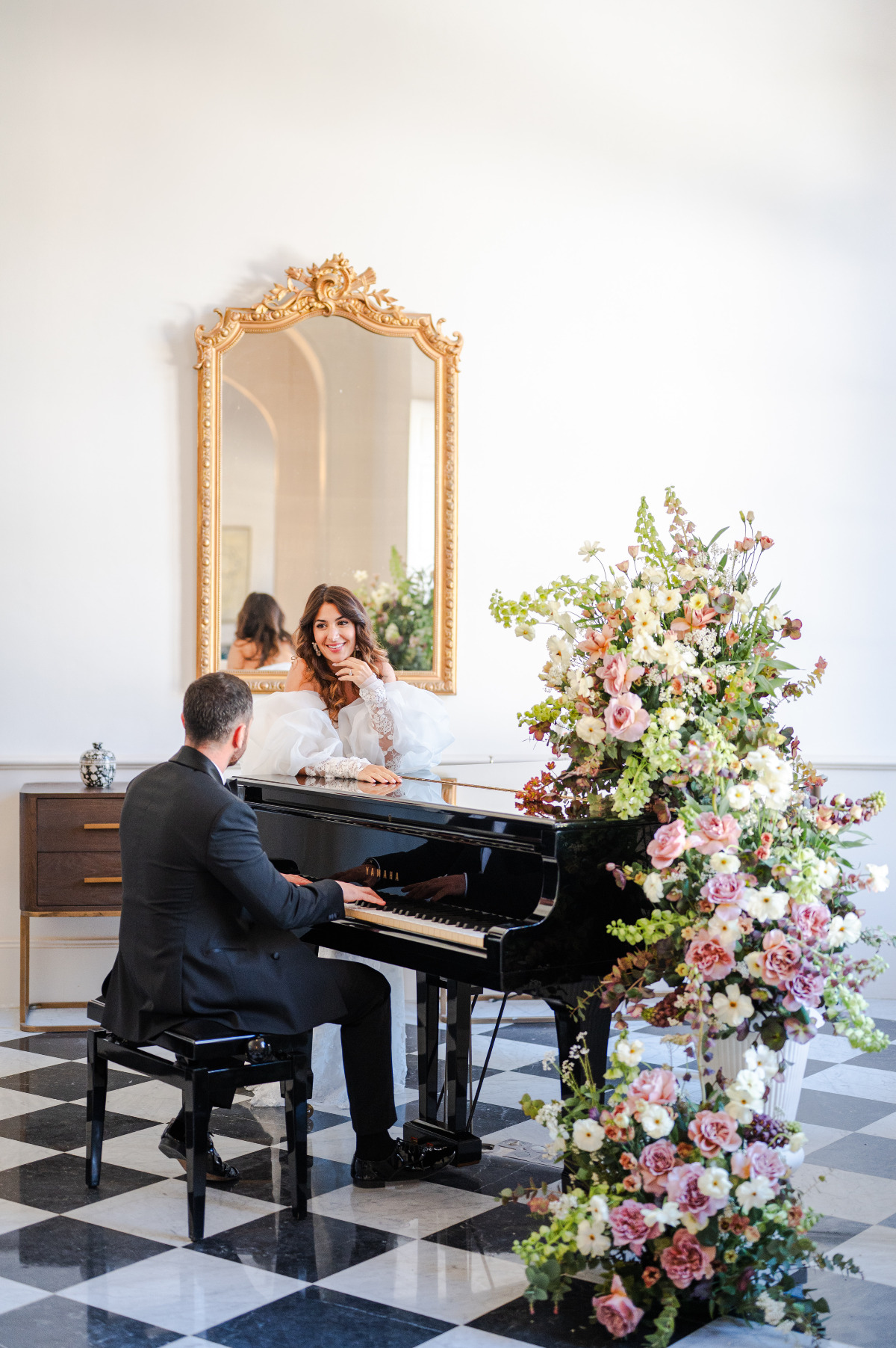 piano portrait session for wedding