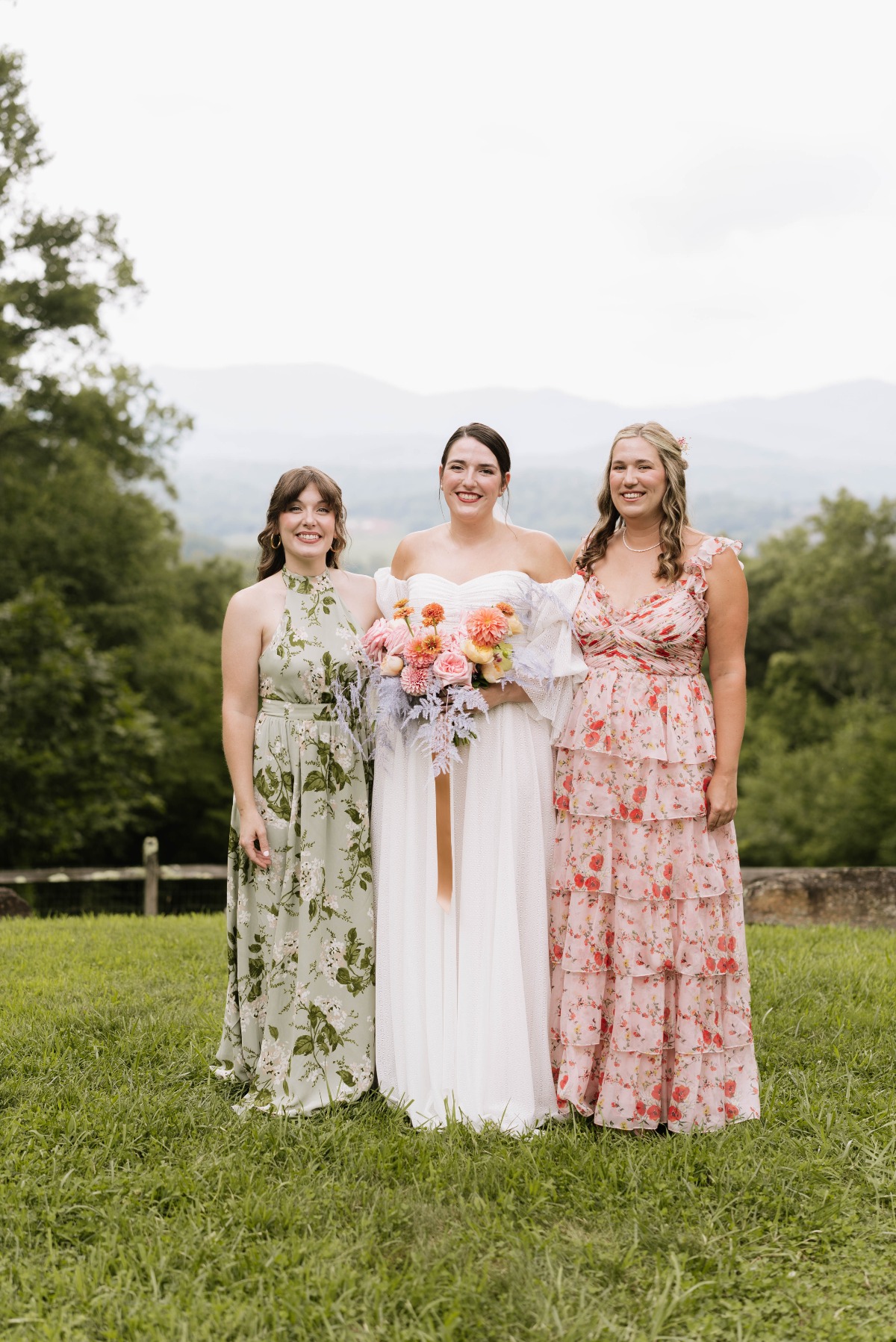 multicolor printed floral bridesmaid dresses