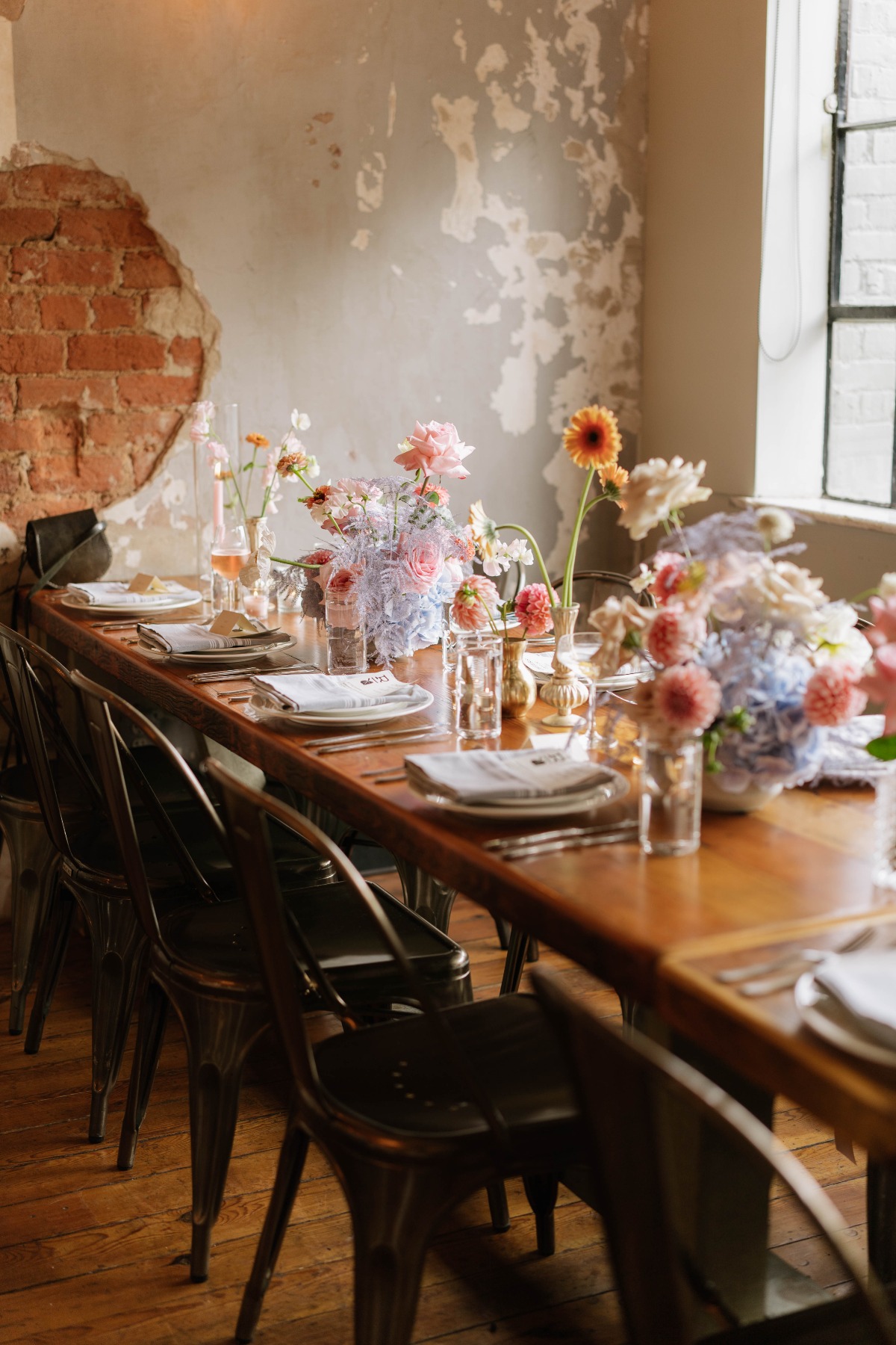 rustic pastel wedding reception