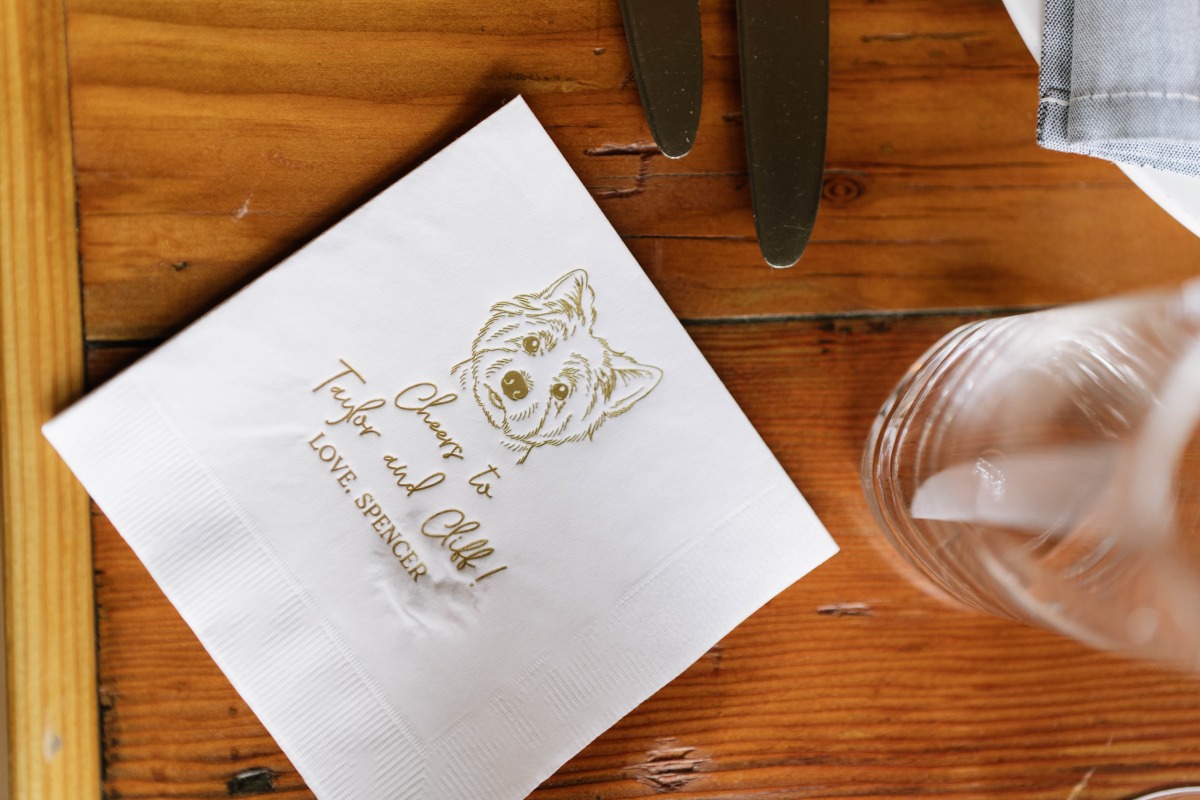 custom printed dog portrait cocktail napkins