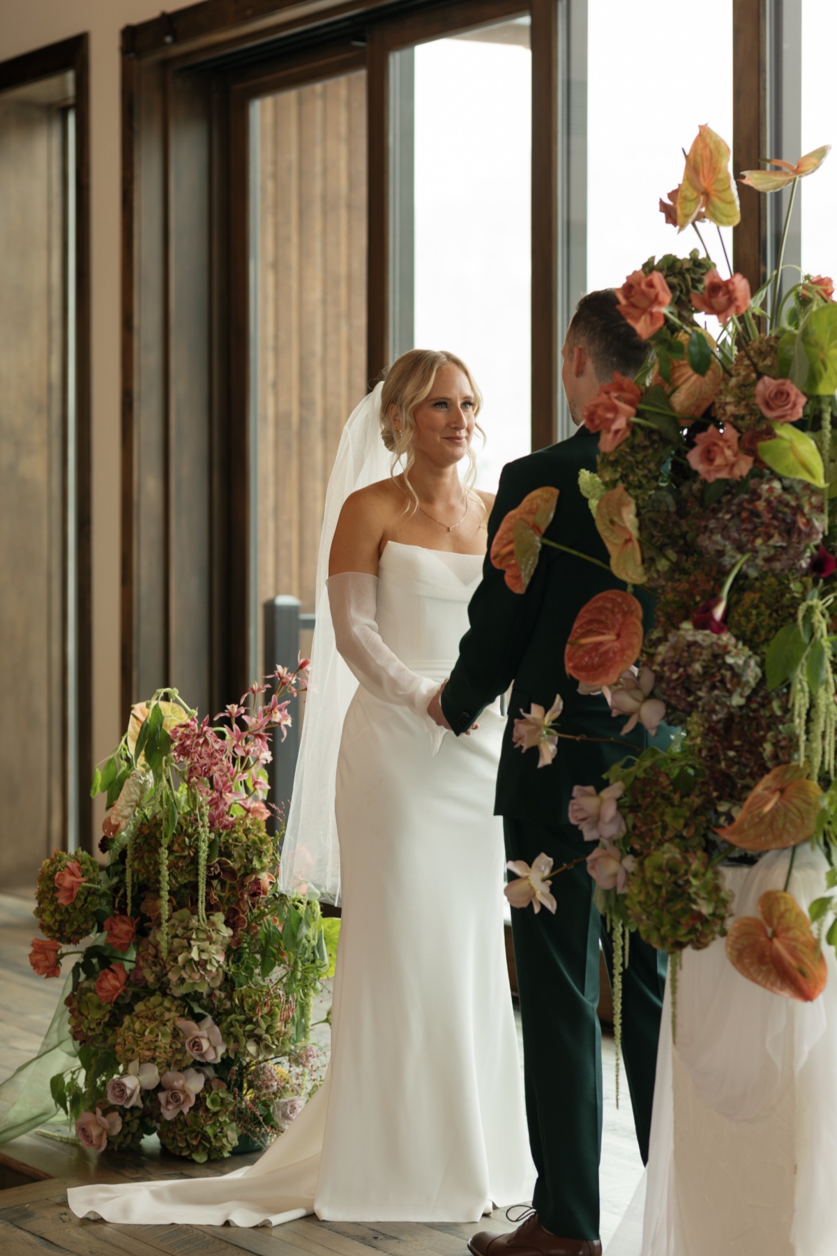 modern colorful indoor wedding ceremony 