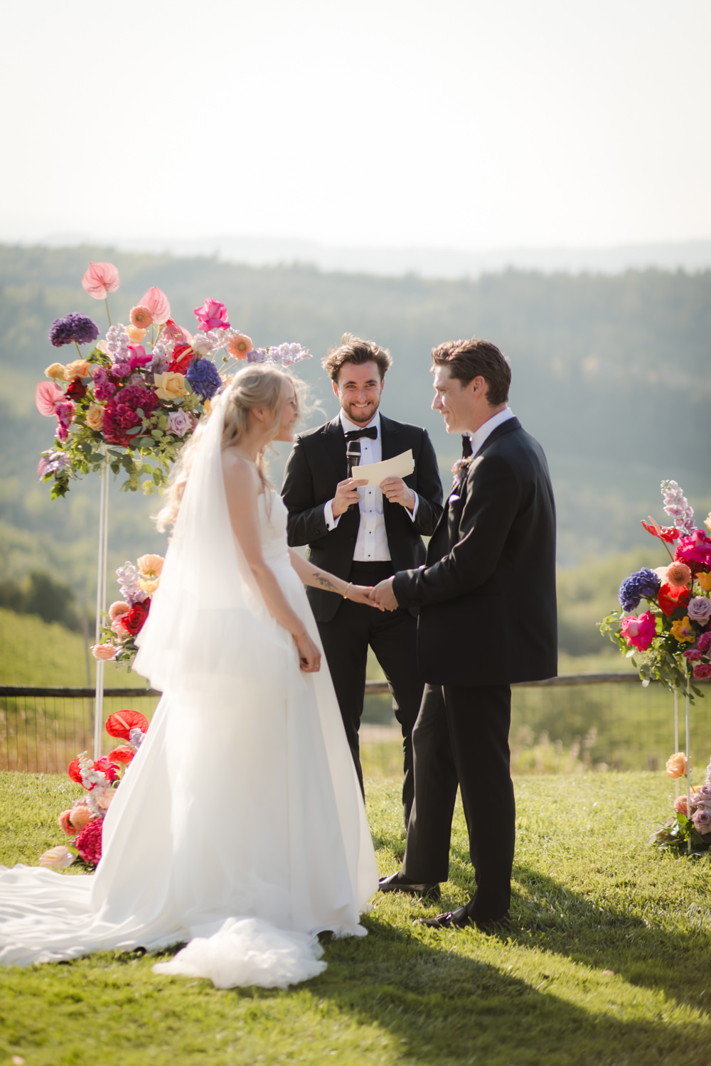 colorful wedding ceremony in tuscany