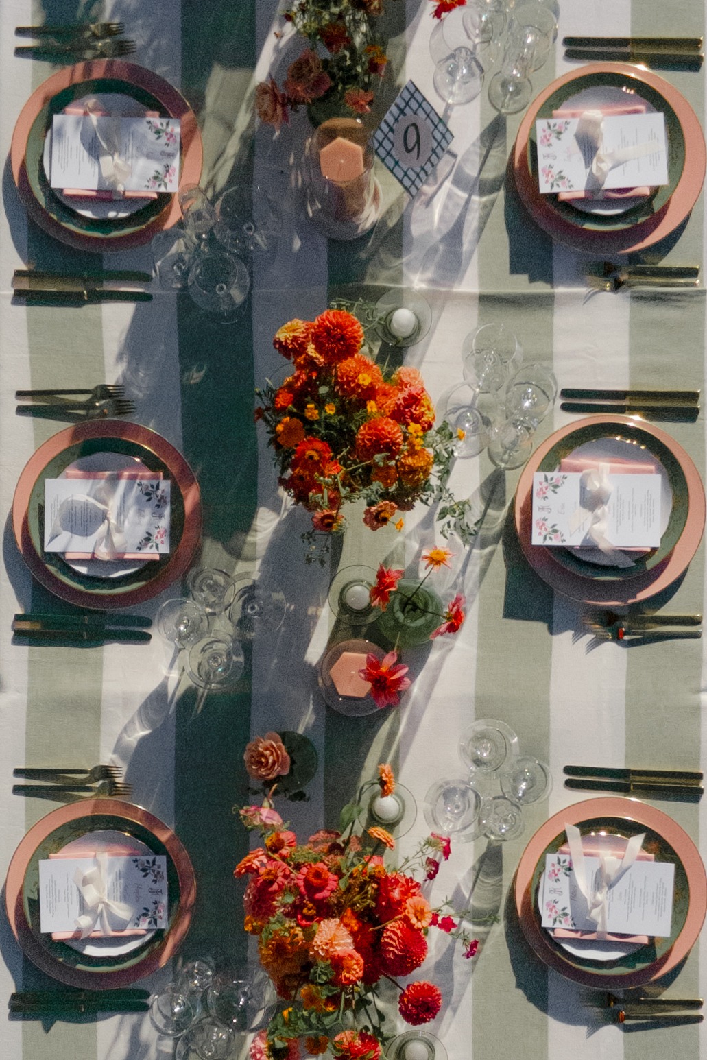 striped table linens