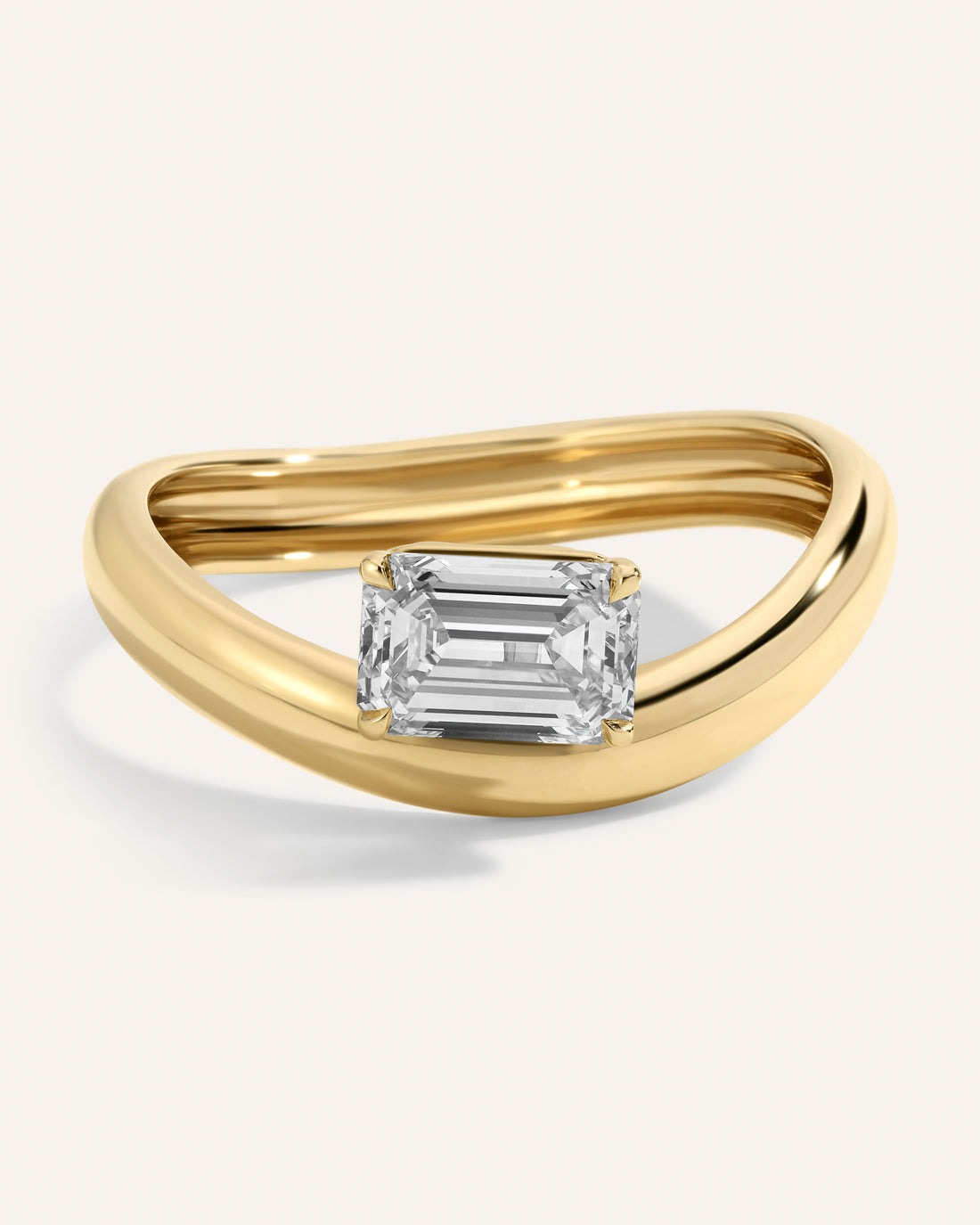 east west emerald cut vrai lab created diamond engagement ring
