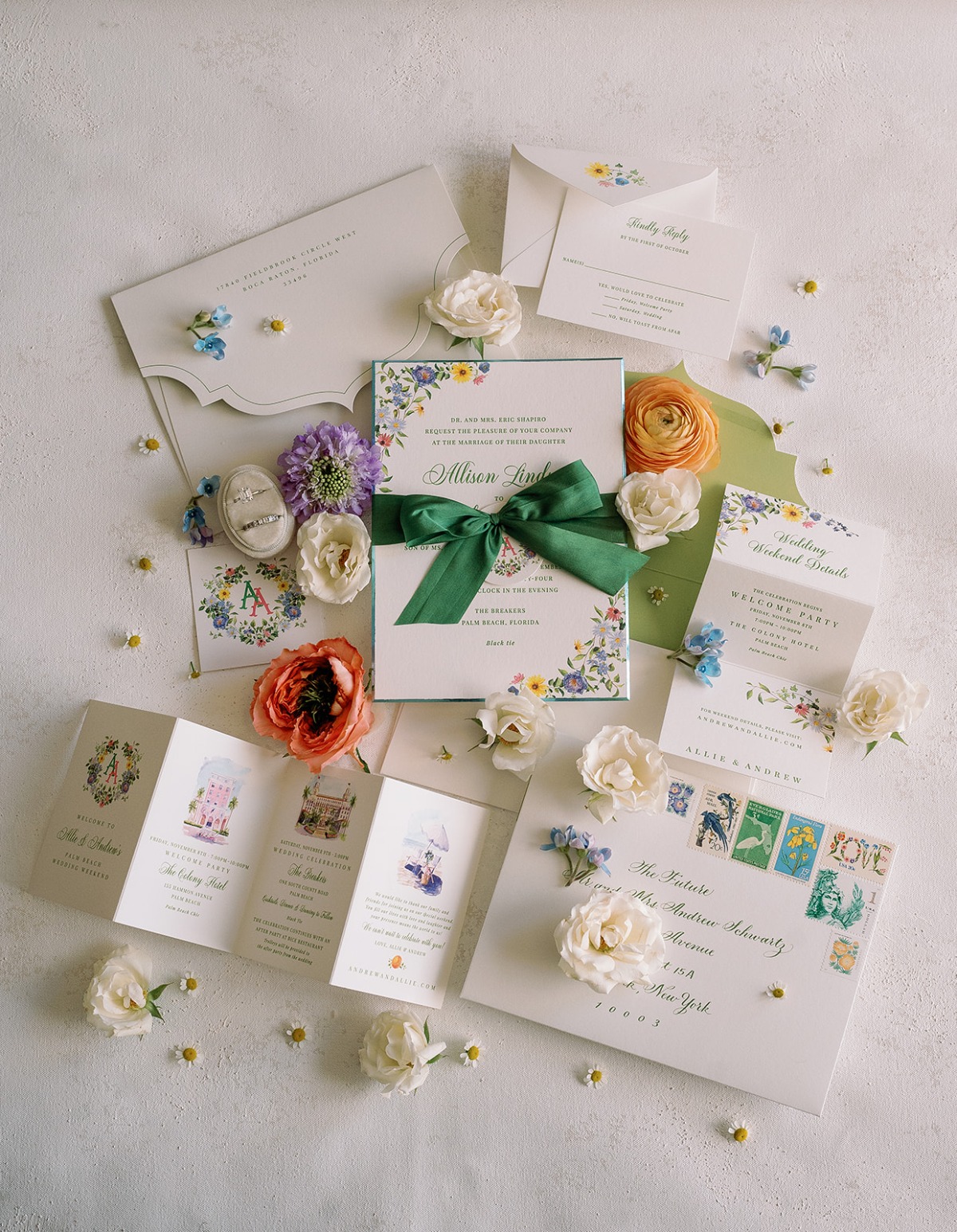 pastel wedding invitation suite