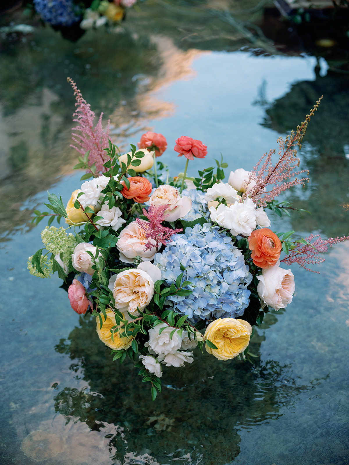 floating floral arrangement for wedding