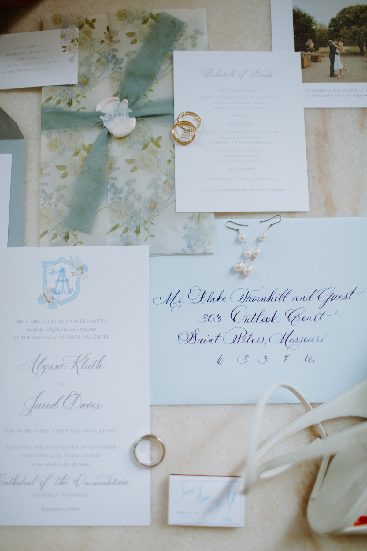 blue-green wedding invitations