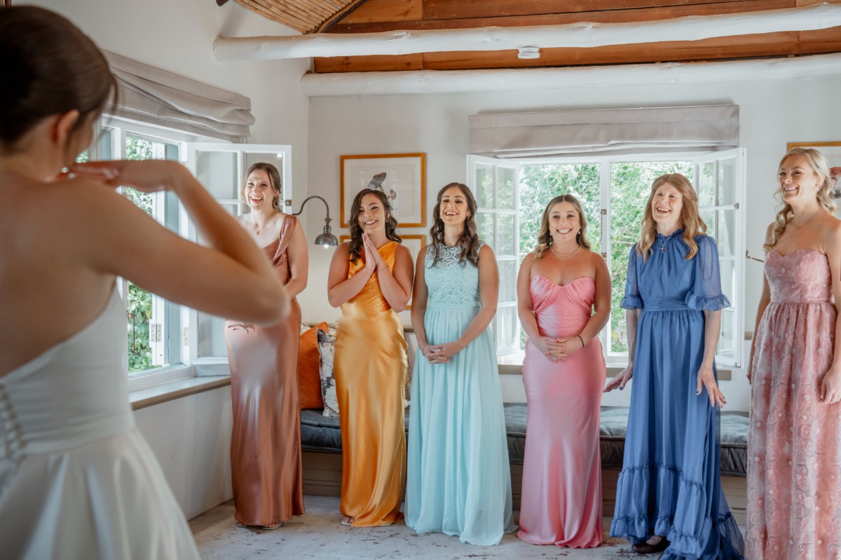 pastel palette bridesmaid dresses