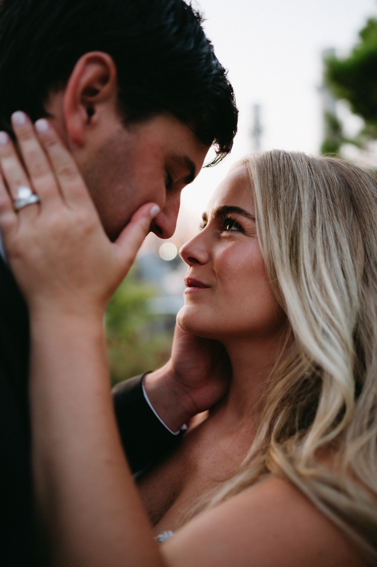 bride wearing galia lahav fabiana gown with loose waves