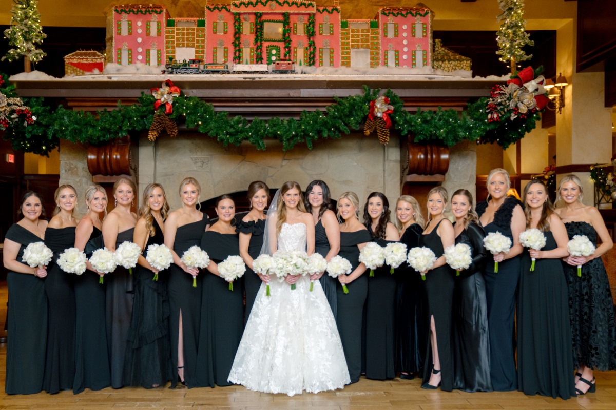 bridesmaids in navy blue