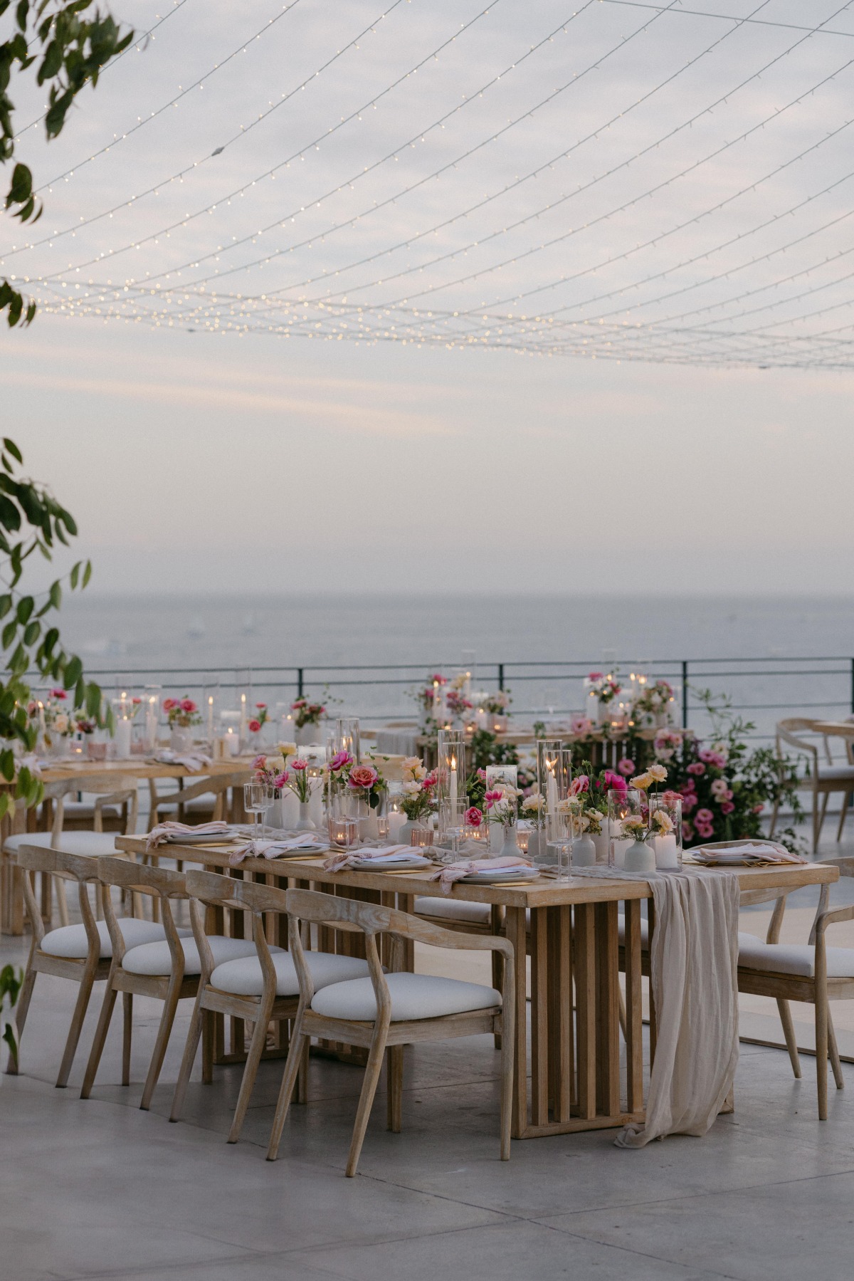natural wood tables and chairs