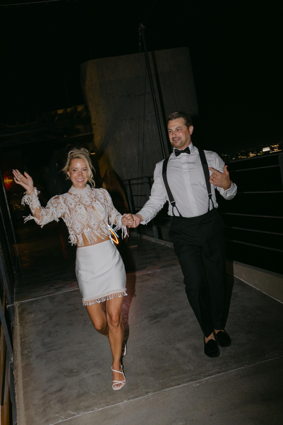two piece bridal reception outfit