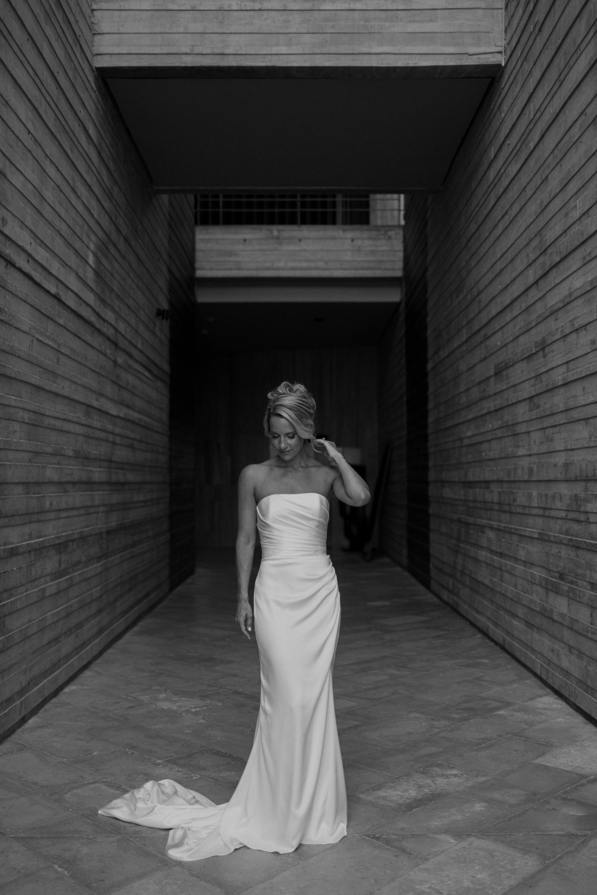 strapless silk wedding dress