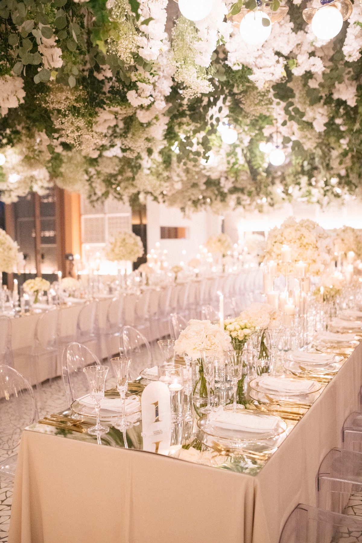 mirrored tabletops for wedding reception