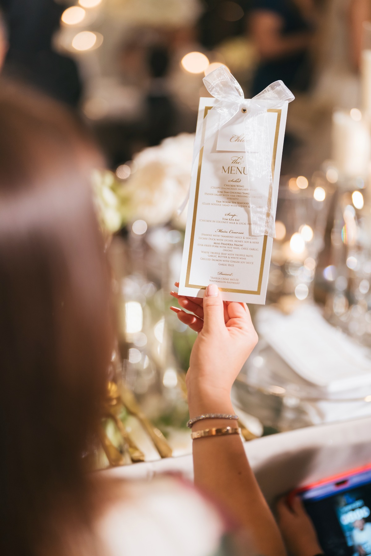 wedding menus with bows