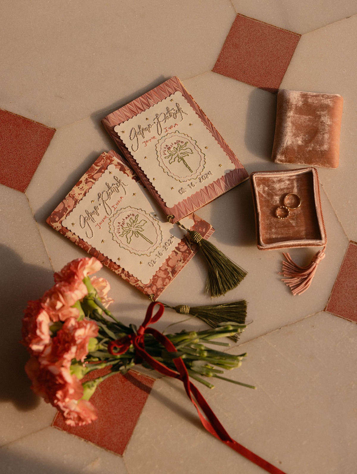 hand embroidered vow books for wedding