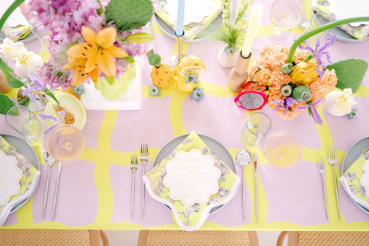 purple and yellow centerpieces
