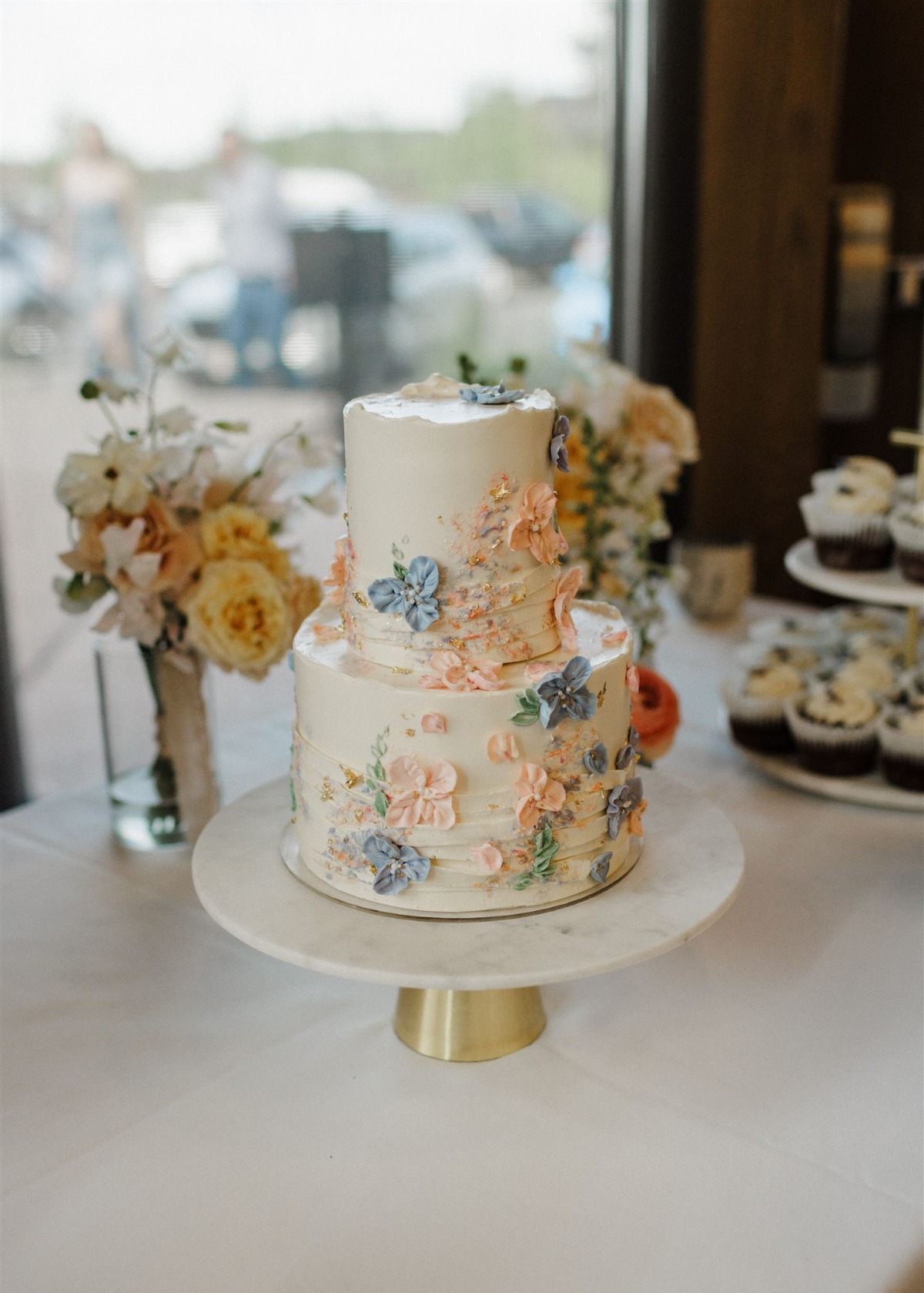 floral light pink wedding cake