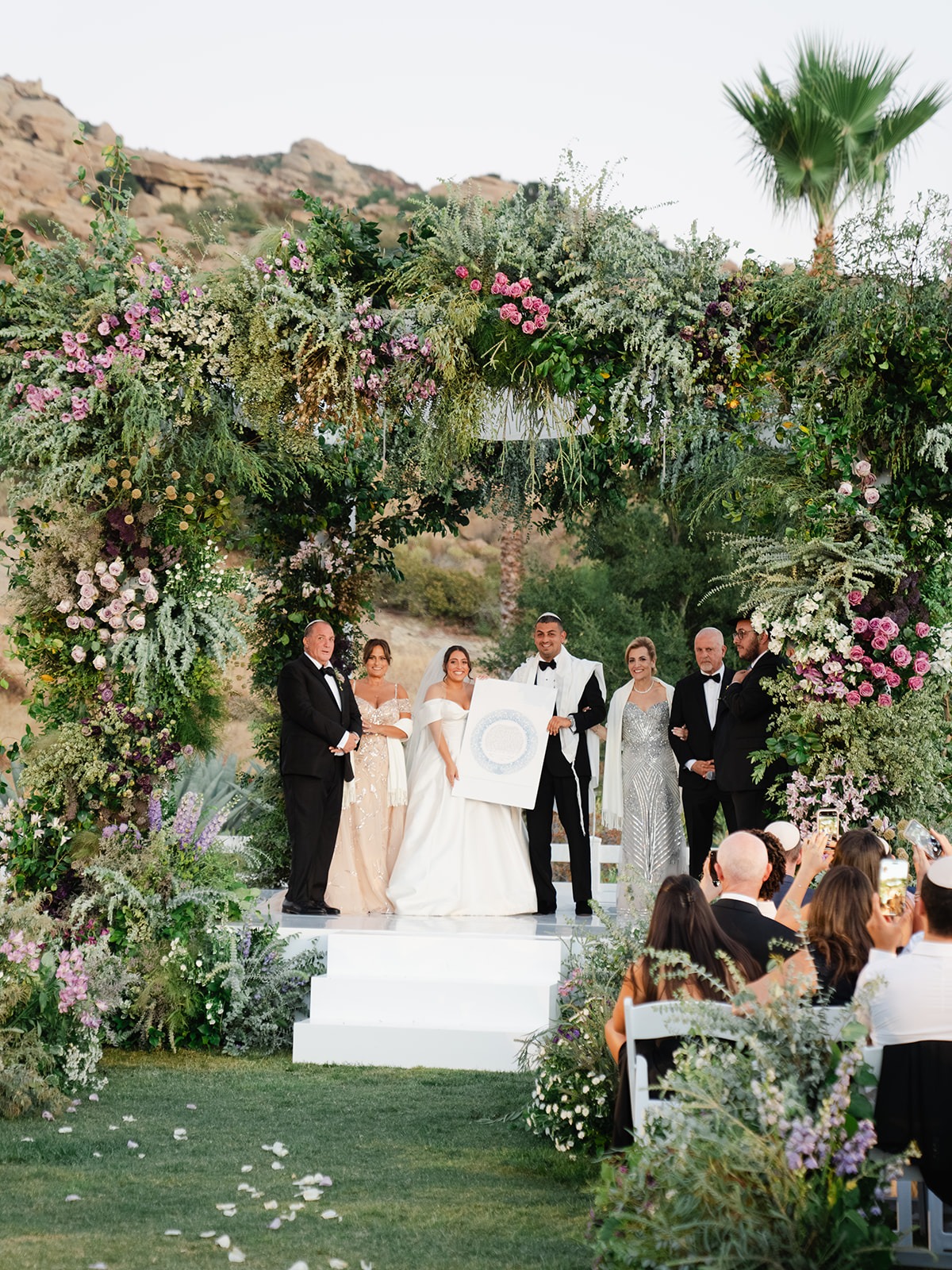 lush purple and greenery arbor