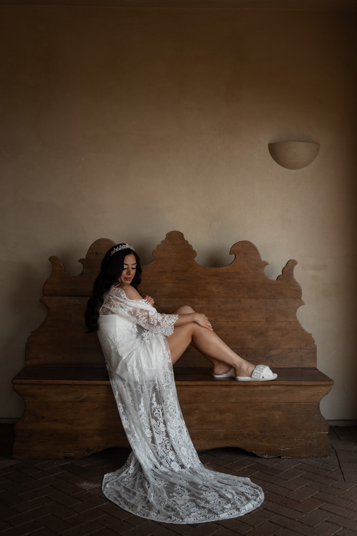 sheer lace bridal robe