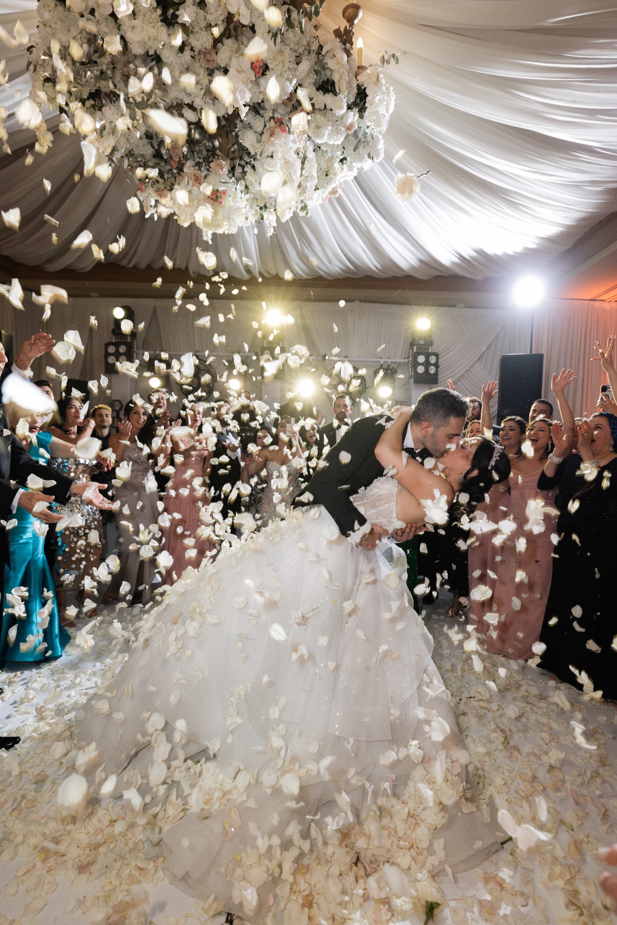 ceiling draping wedding reception
