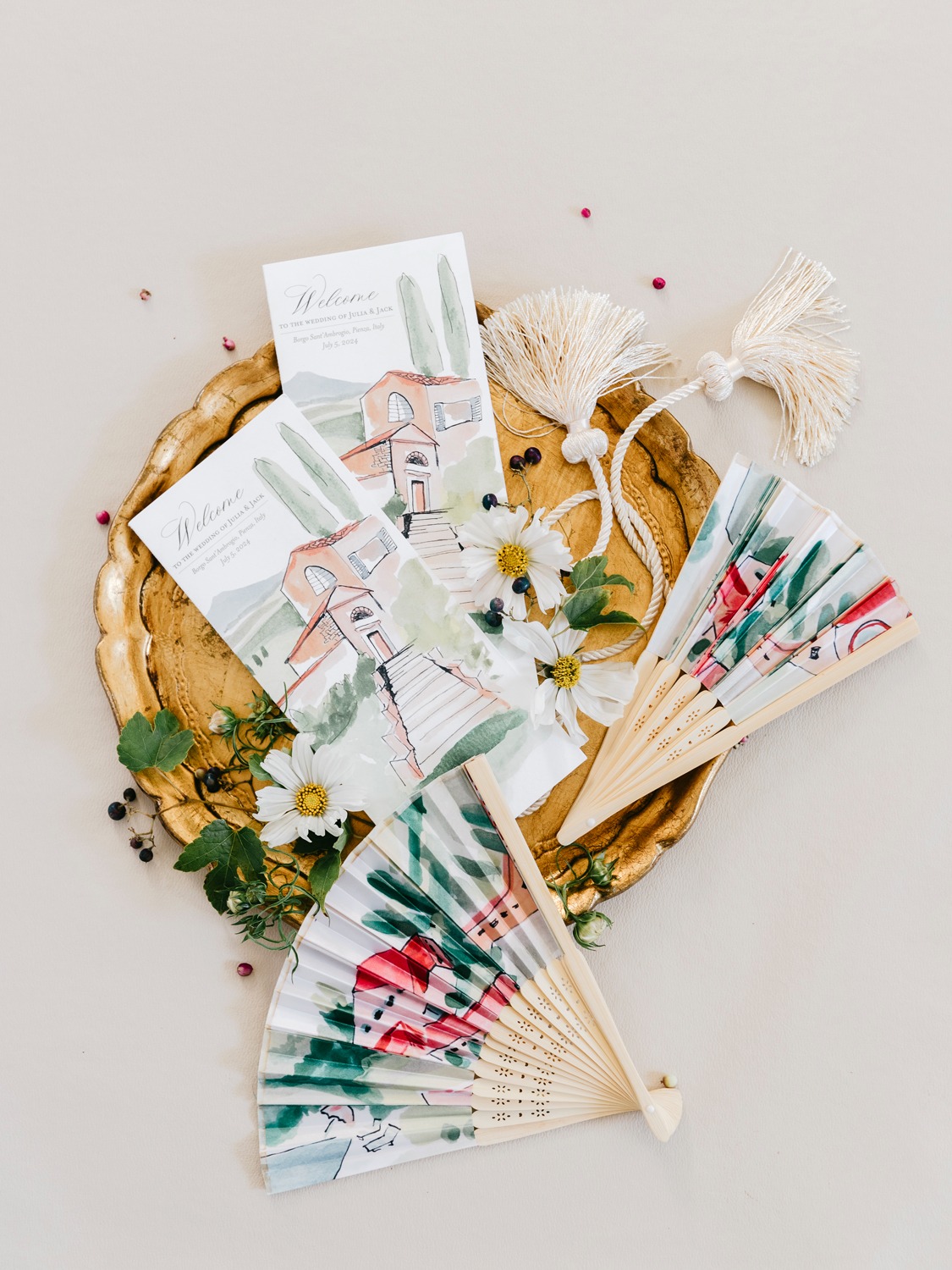 custom printed fans for wedding ceremony