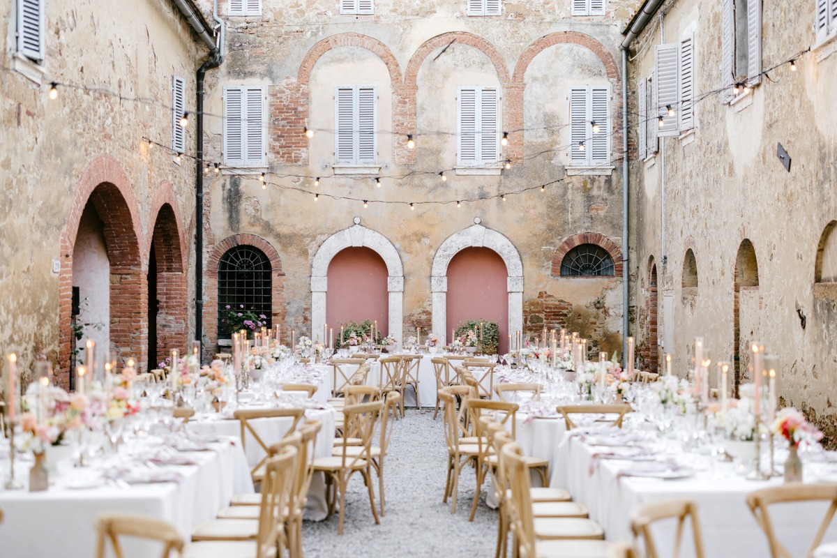 courtyard wedding reception in tuscany