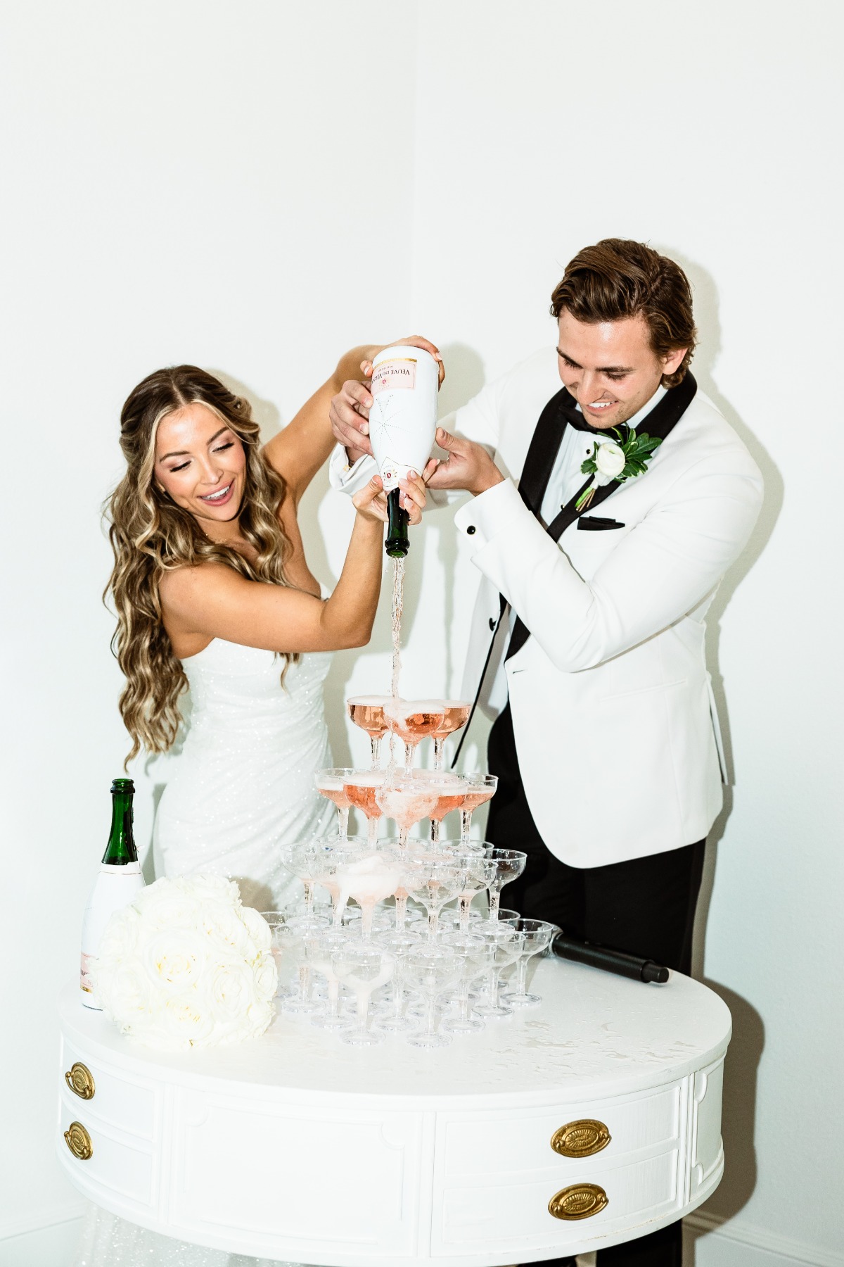 rose champagne tower