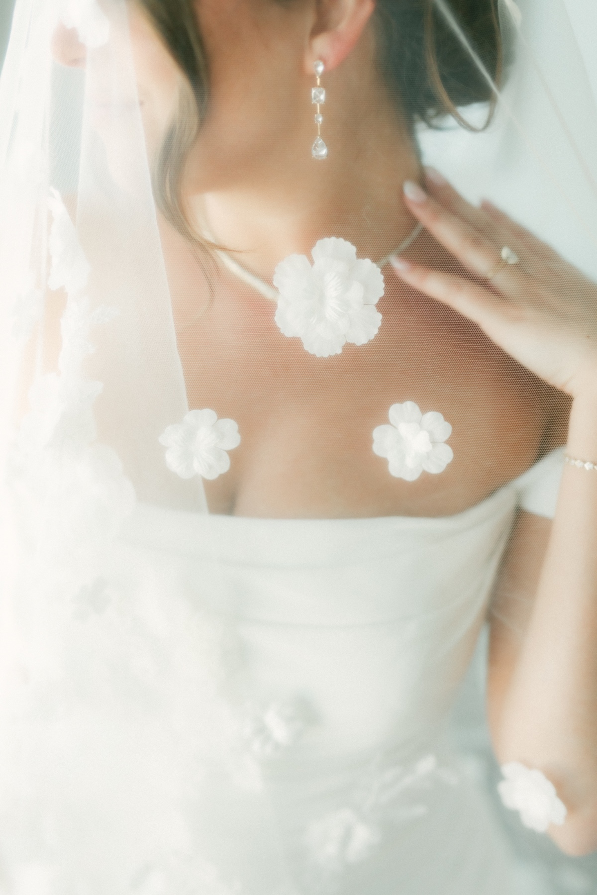 3d flower veil
