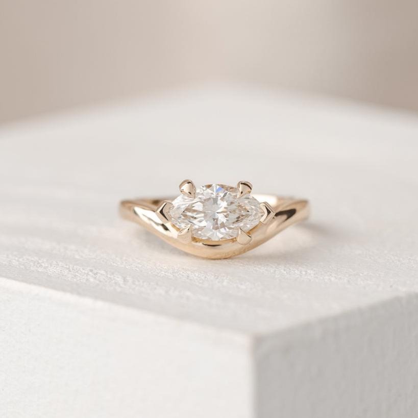 east west marquise vrai lab created diamond engagement ring