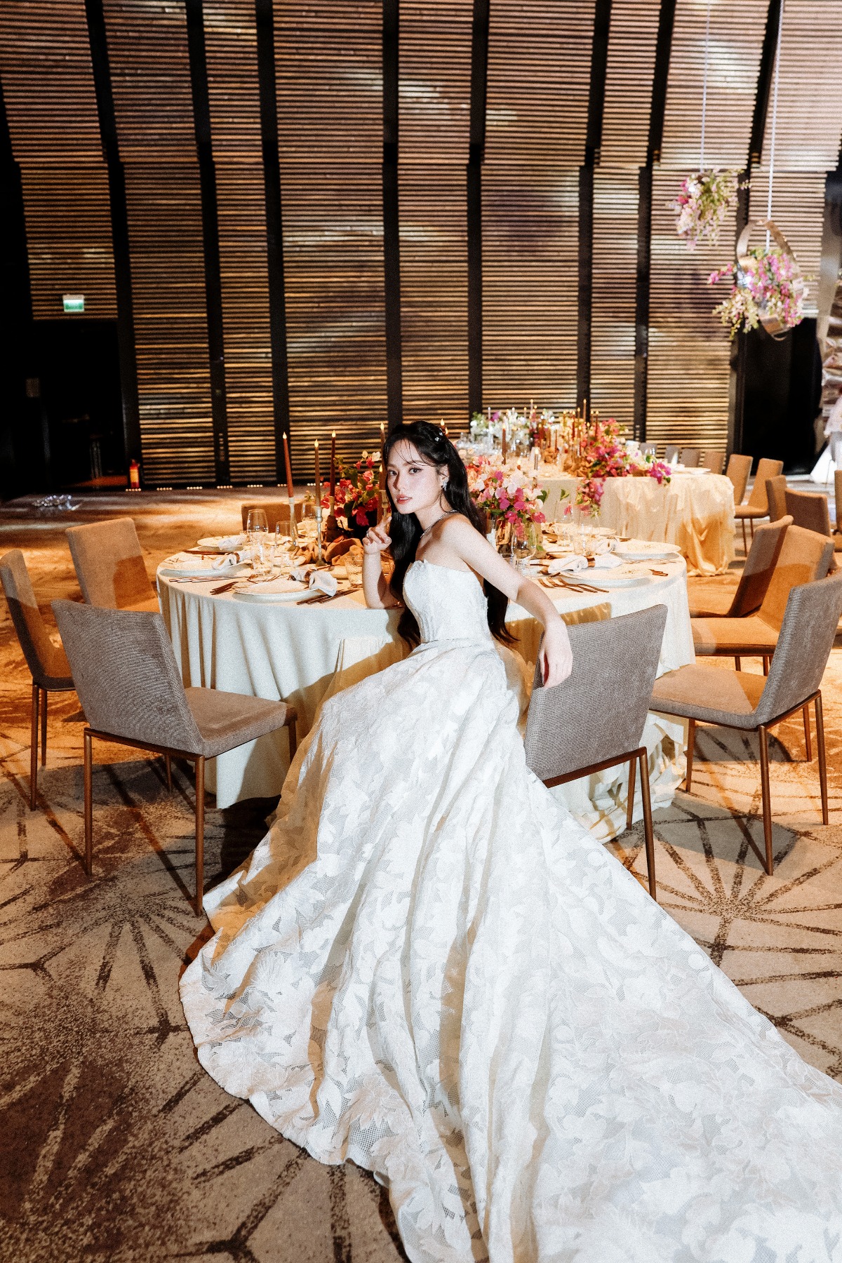 pink ivory and gold reception