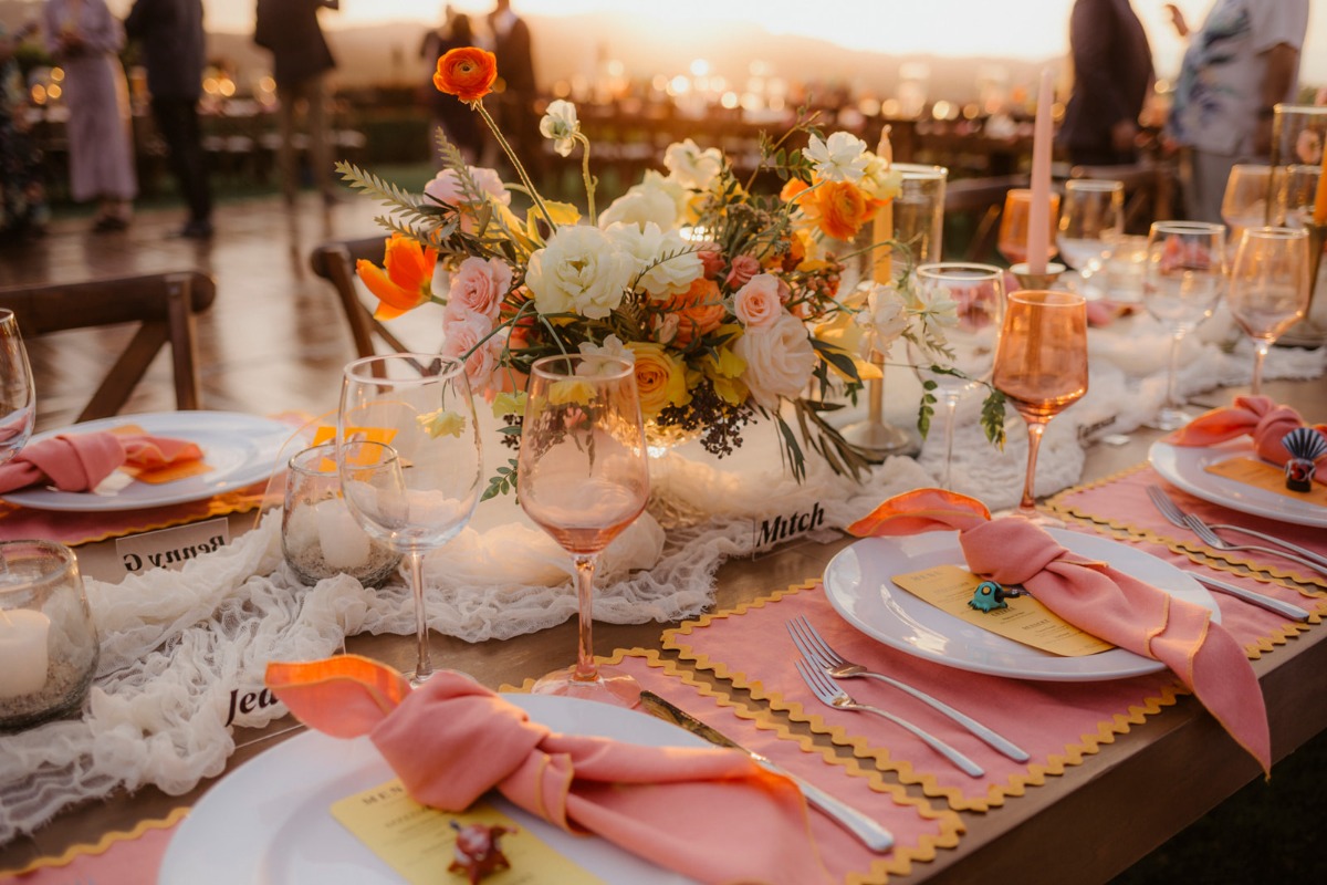 modern sunset inspired wedding reception ideas