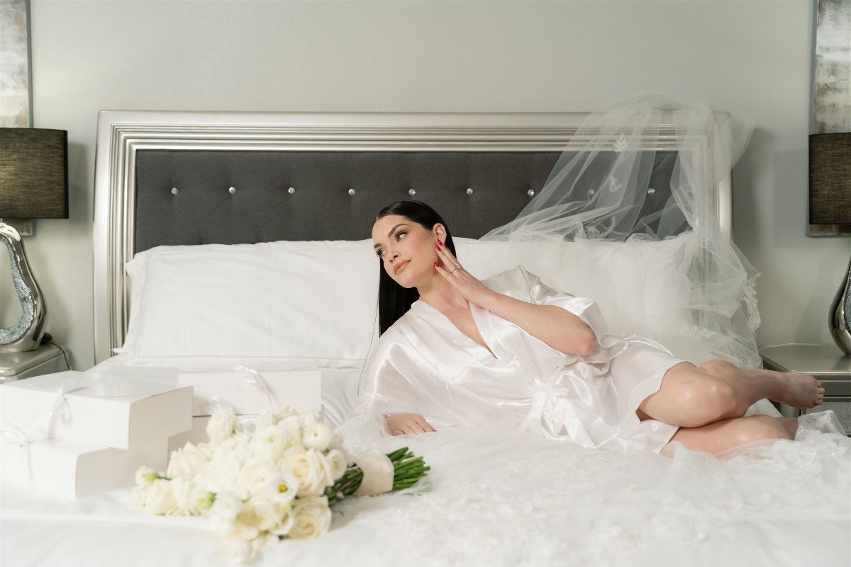 white satin bridal robe