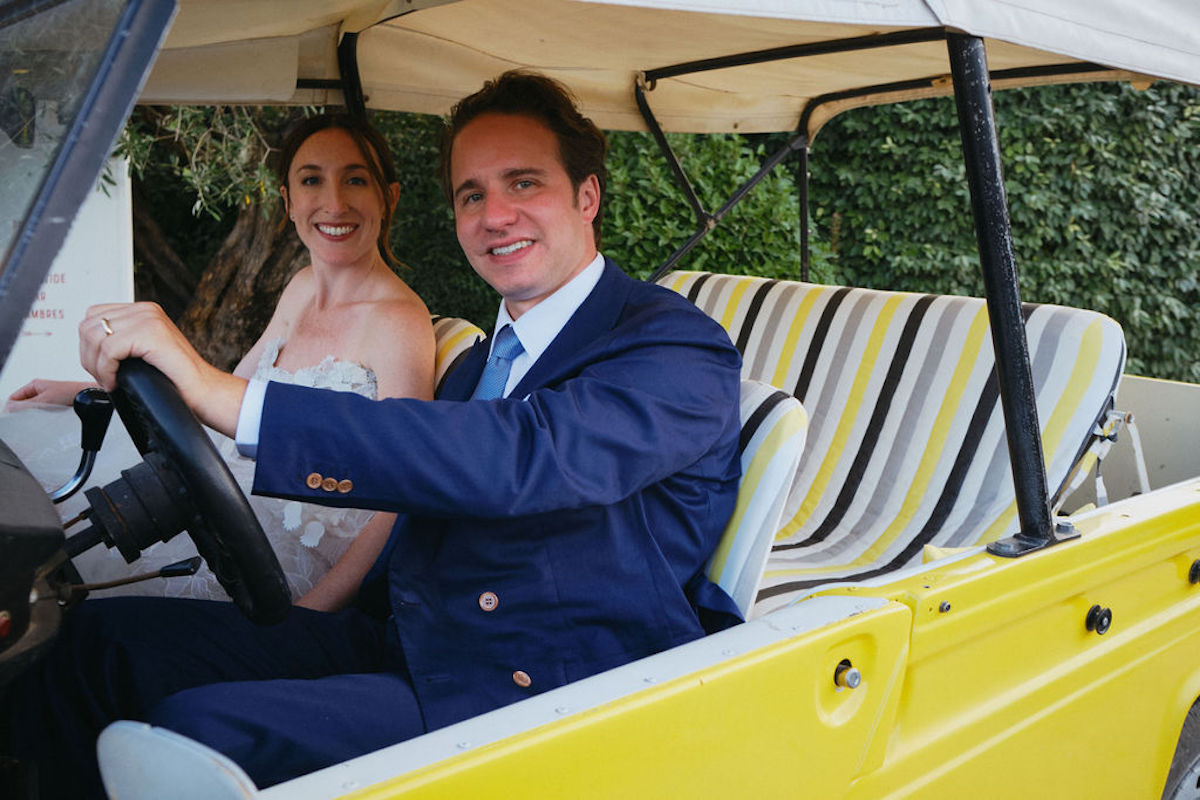 yellow convertible jeep for wedding exit