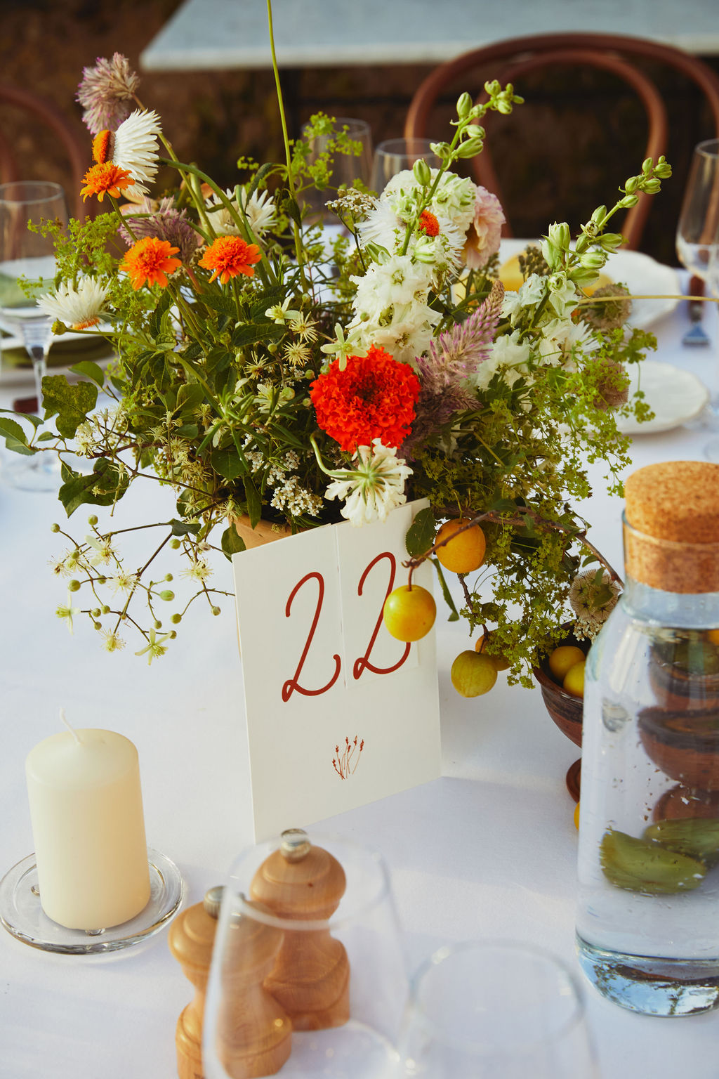 bright and cheery wedding flower arrangements