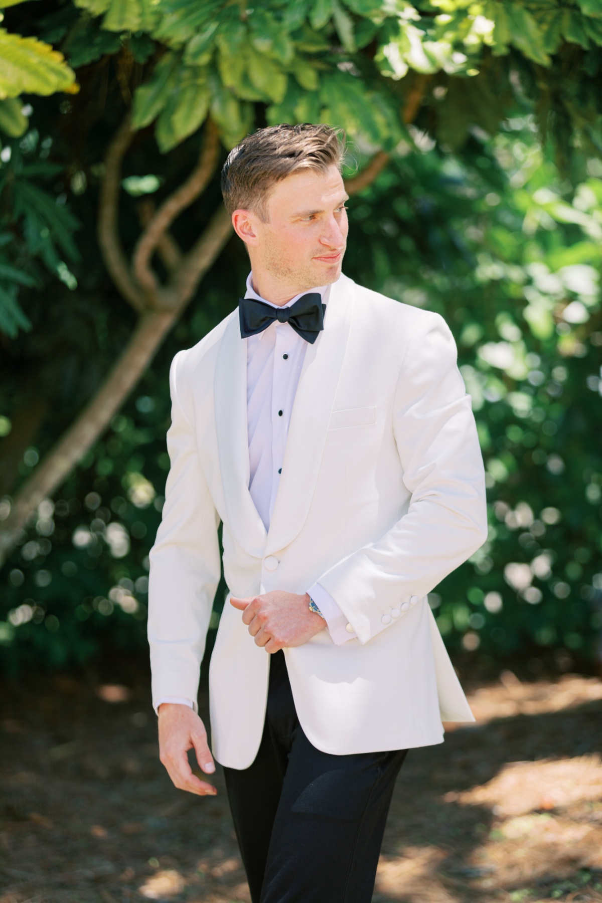 white tie groom suit