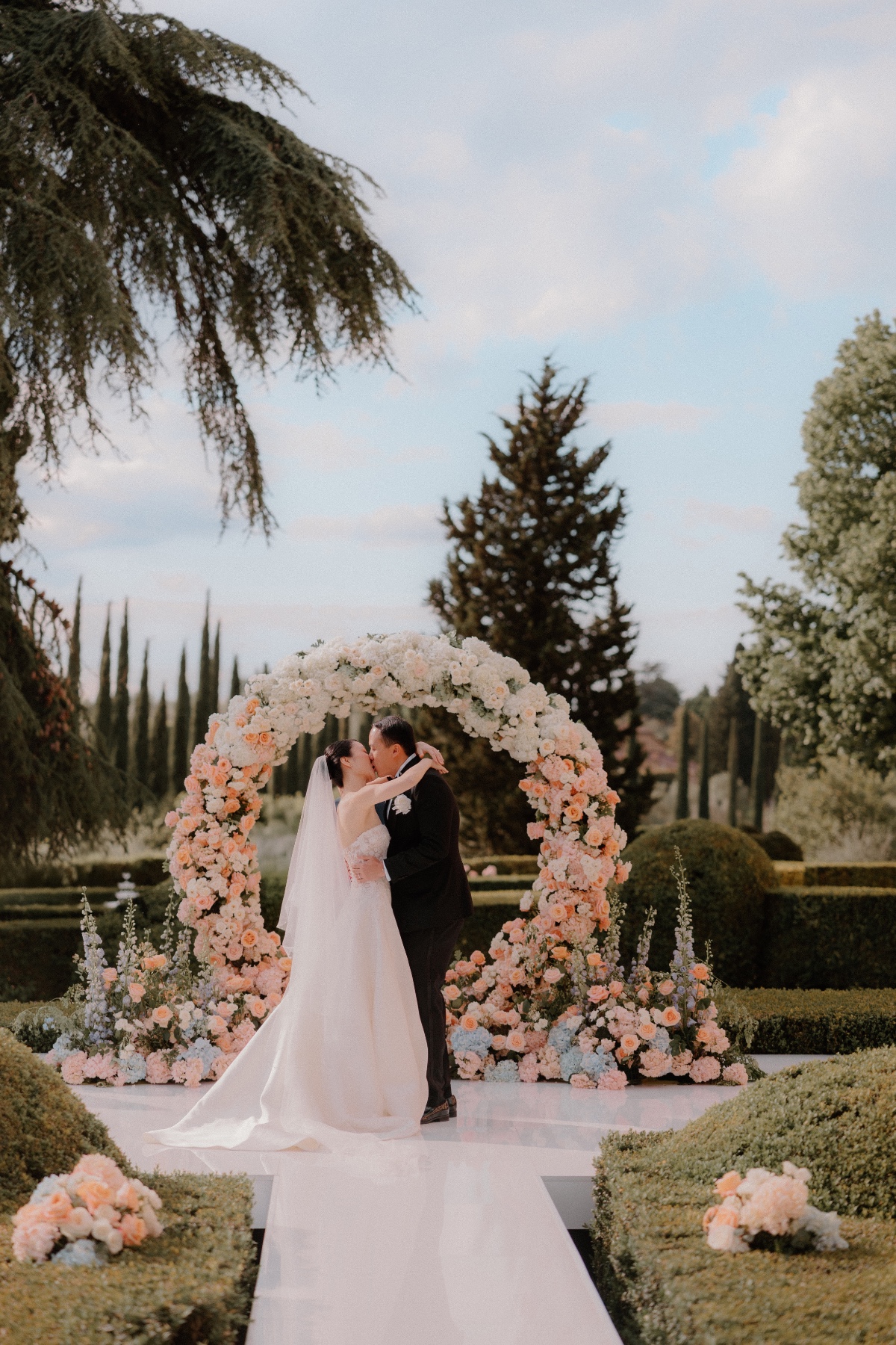 ombre pink floral arch