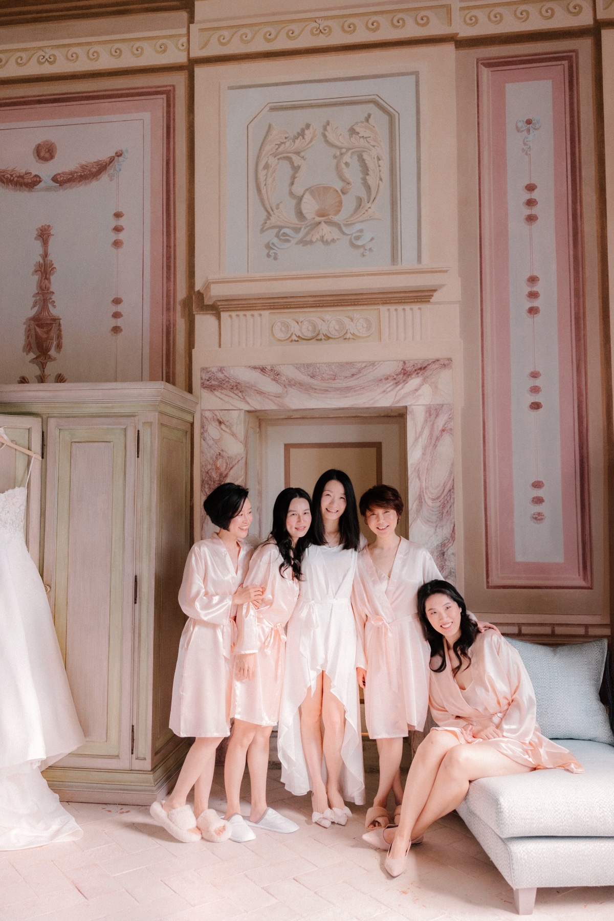 pink silk getting ready robes