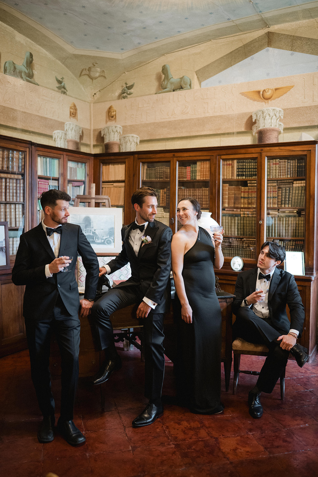 black wedding party attire